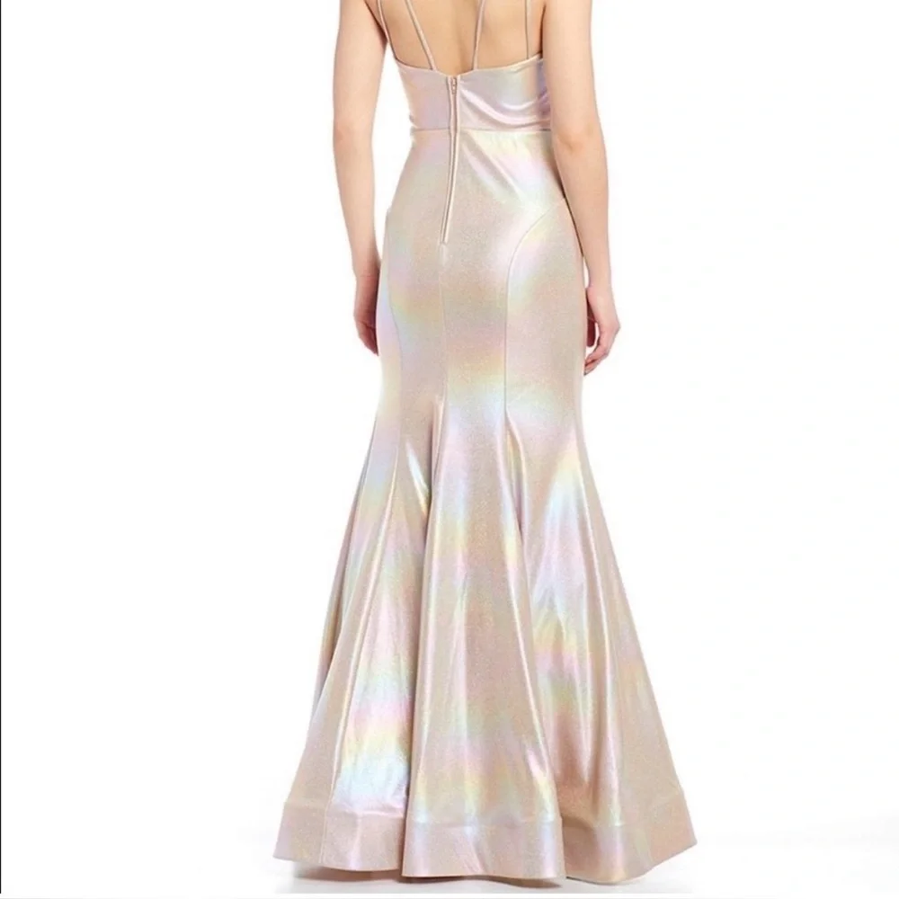 Nwt! City Vibe iridescent rainbow pearl prom dress gown 3 - Picture 2 of 8
